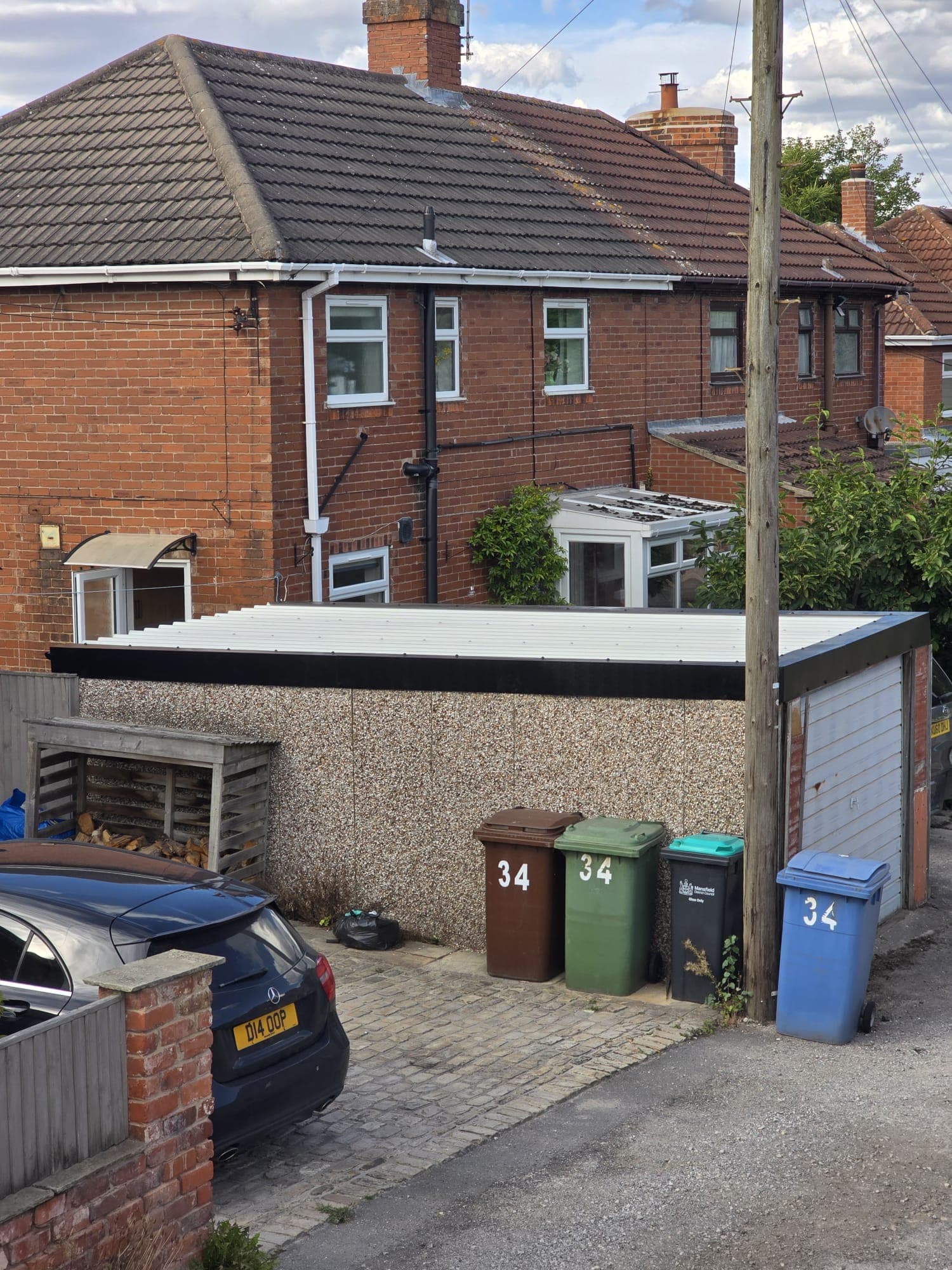GRP fibreglass flat roof on a garage, Nottinghamshire